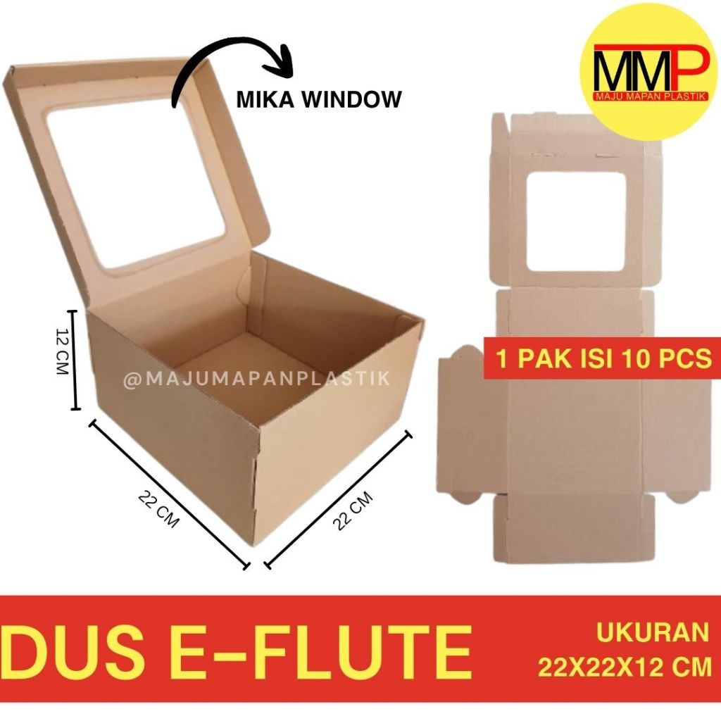 

[10 PCS] Dus Kraft Eflute Tutup Mika 22x22x12 cm dan 25x25x12 cm