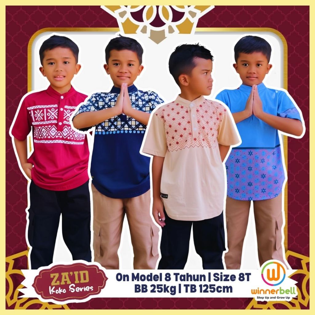 WINNERBELL SET KOKO KURTA KAOS DAN CELANA ANAK LAKI-LAKI SERIES ZA'ID USIA 2-16 TAHUN