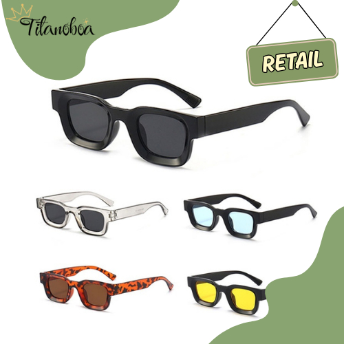 RETAIL PL-WW005 Kacamata Hitam UV400 Bingkai Kecil Persegi Gaya Vintage Untuk Pria Dan Wanita