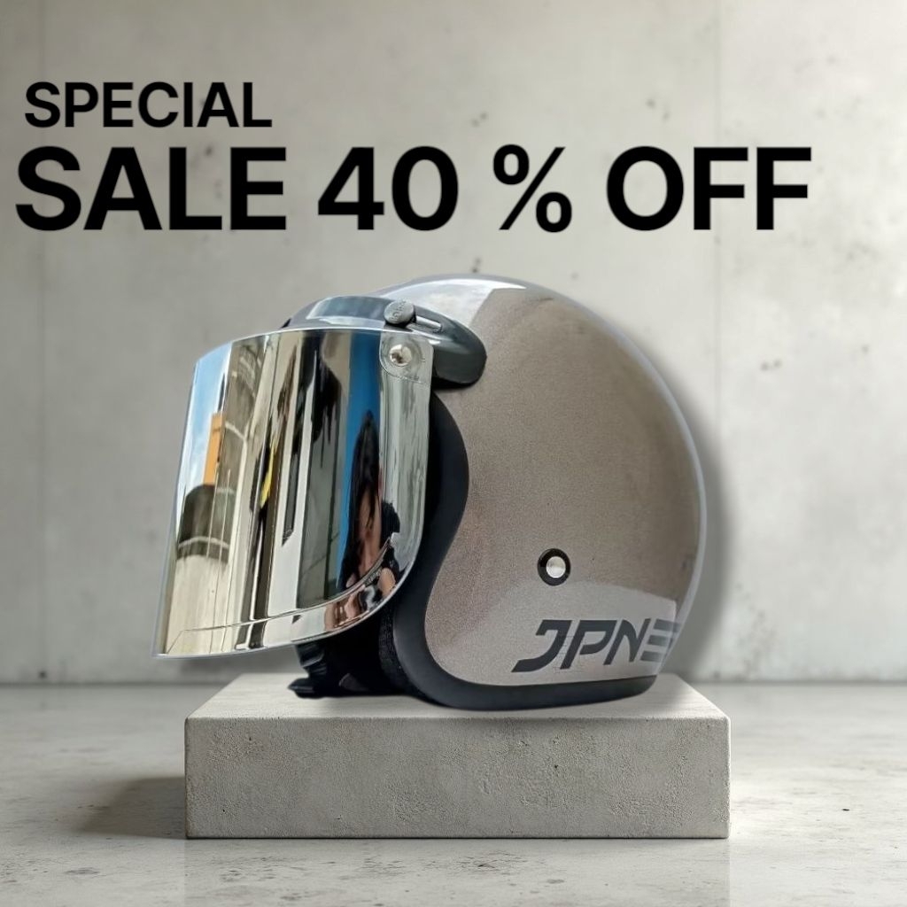 Helm jpn original satu set dengan kaca datar kaca cembung