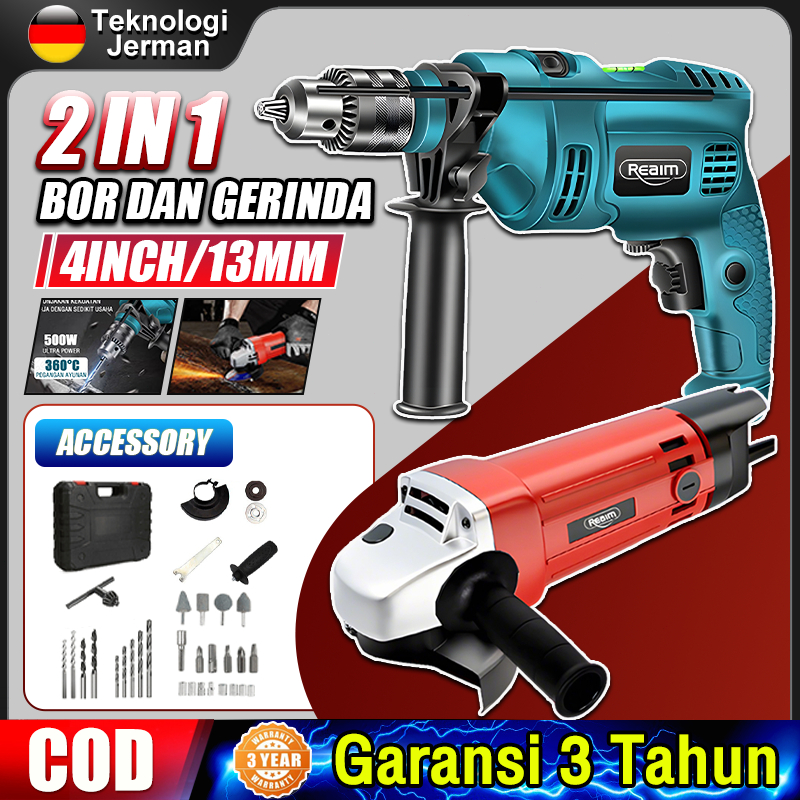 REAIM BOR DAN GERINDA 13MM MESIN BOR LISTRIK BOR GERINDA PAKET BOR DAN GERINDA MESIN GERINDA TANGAN