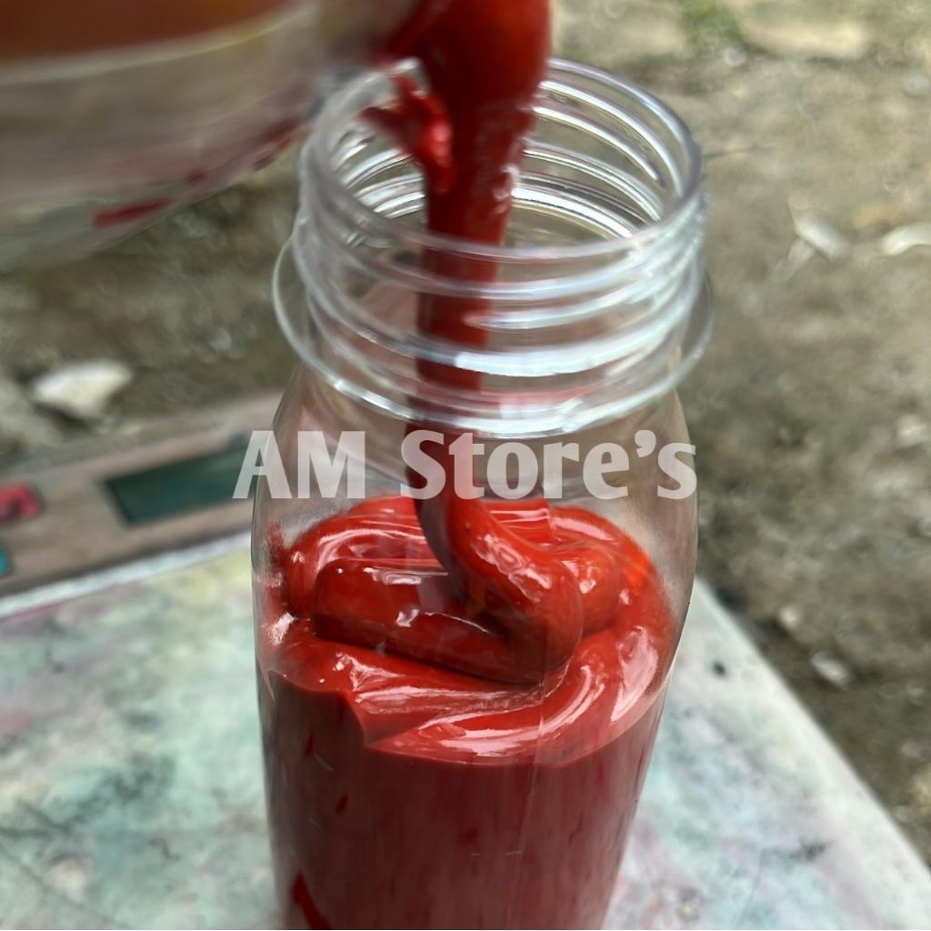 

Cat Minyak Layangan Orange Kemerahan Tinta Cemani Toka 100gram Botol 100ml