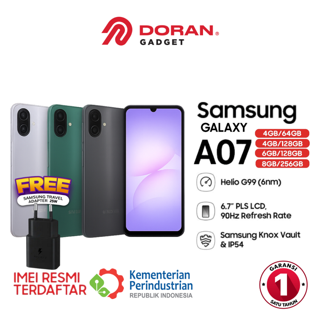 Samsung Galaxy A07 4/64GB 4/128GB 6/128GB 8/256GB - Garansi SEIN 1 Tahun