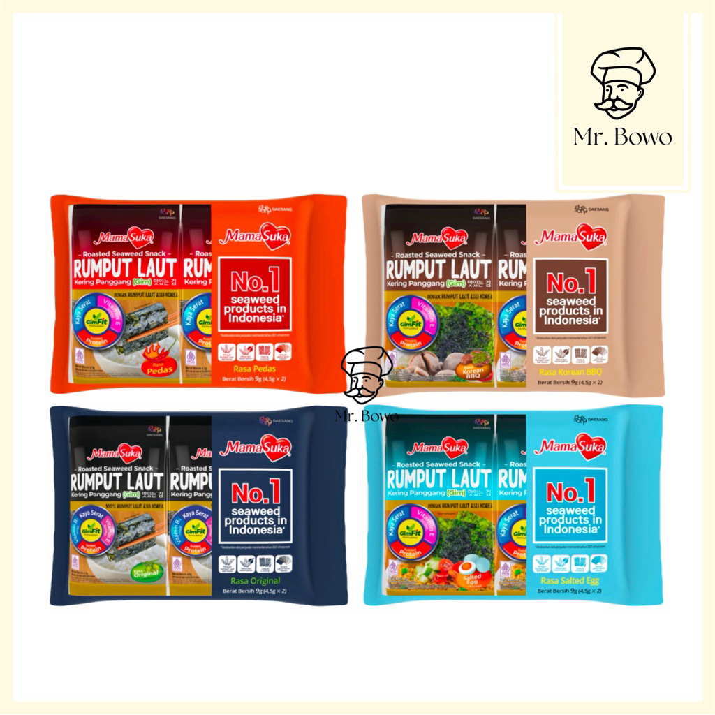 

Mama Suka Rumput Laut Kering Panggang (Isi 2 pcs/Pack) (4,5gx2) (7 Varian Rasa)
