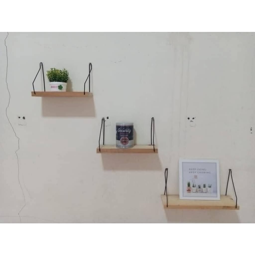 Rak Gantung Besi Kayu Jati Belanda Tebal