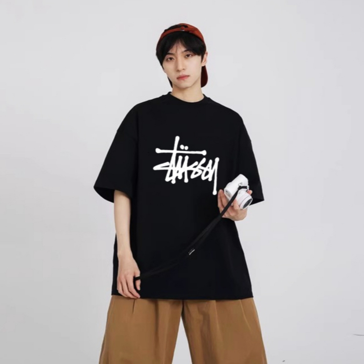 Stussy Classic Logo Cotton T-Shirt Unisex Summer 2025 Loose Fit Streetwear Tee