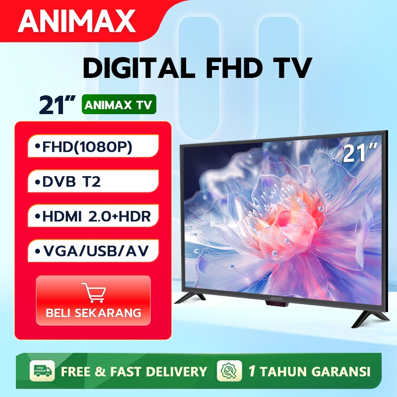 Animax 21/22 Inch Digital TV 21 Inch TV Garansi 1 Tahun Led FHD 1080P Murah Promo