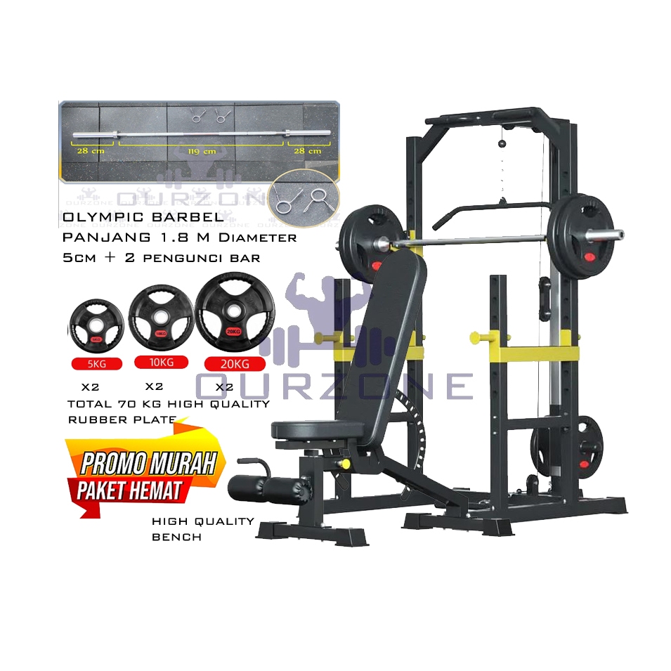 Home Gym Ourzone Paket Power Rack Squat Bench Press Rack Set