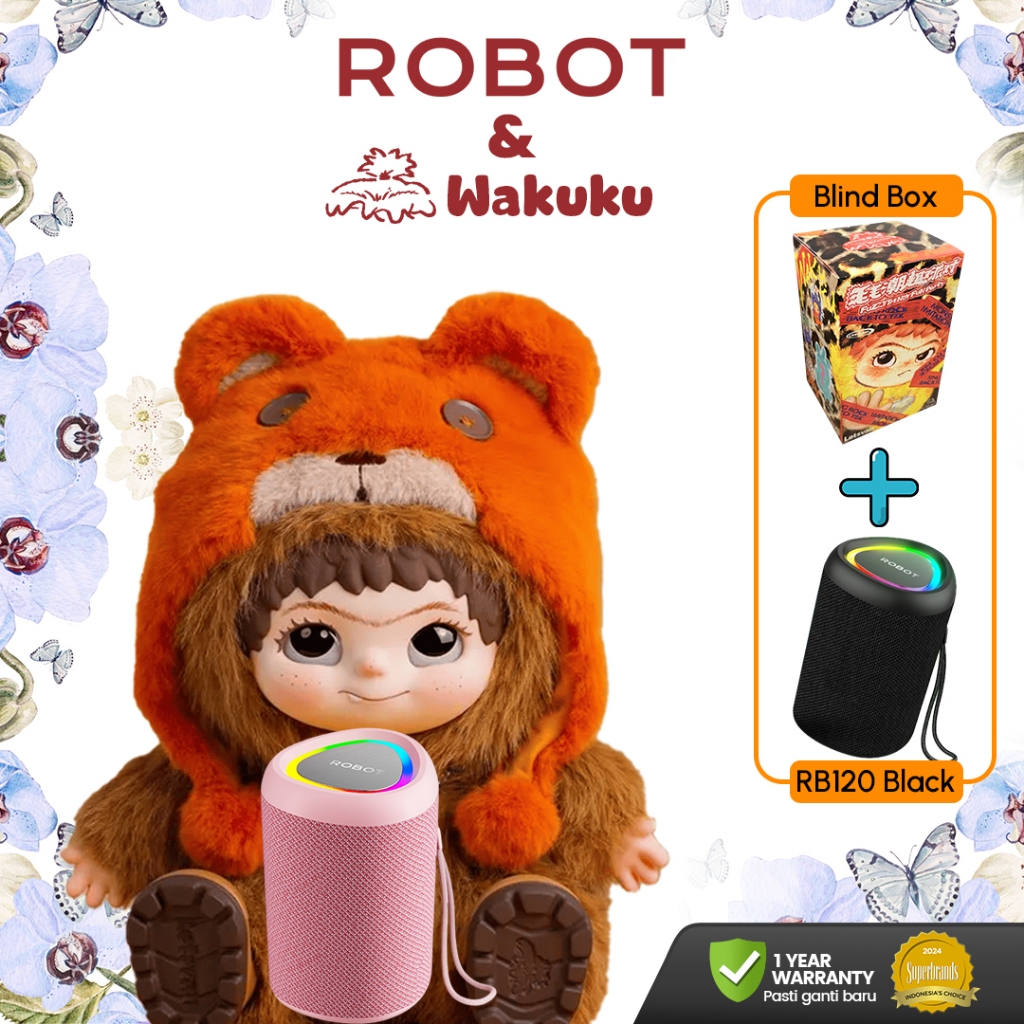 [ROBOT X WAKUKU] WAKUKU Fuzzy Trendy Fun Blind Box Keychain Bag Charm dan ROBOT Speaker Bluetooth Ba