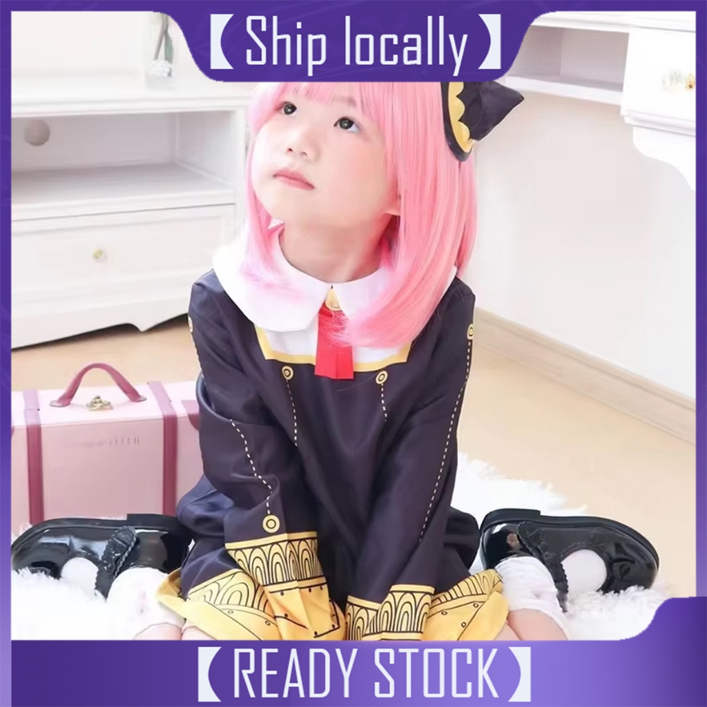 Anime SPY FAMILY Anya Forger Cosplay Costume Toddler Kids Anya Cosplay Kawaii Black Dress Party Clot