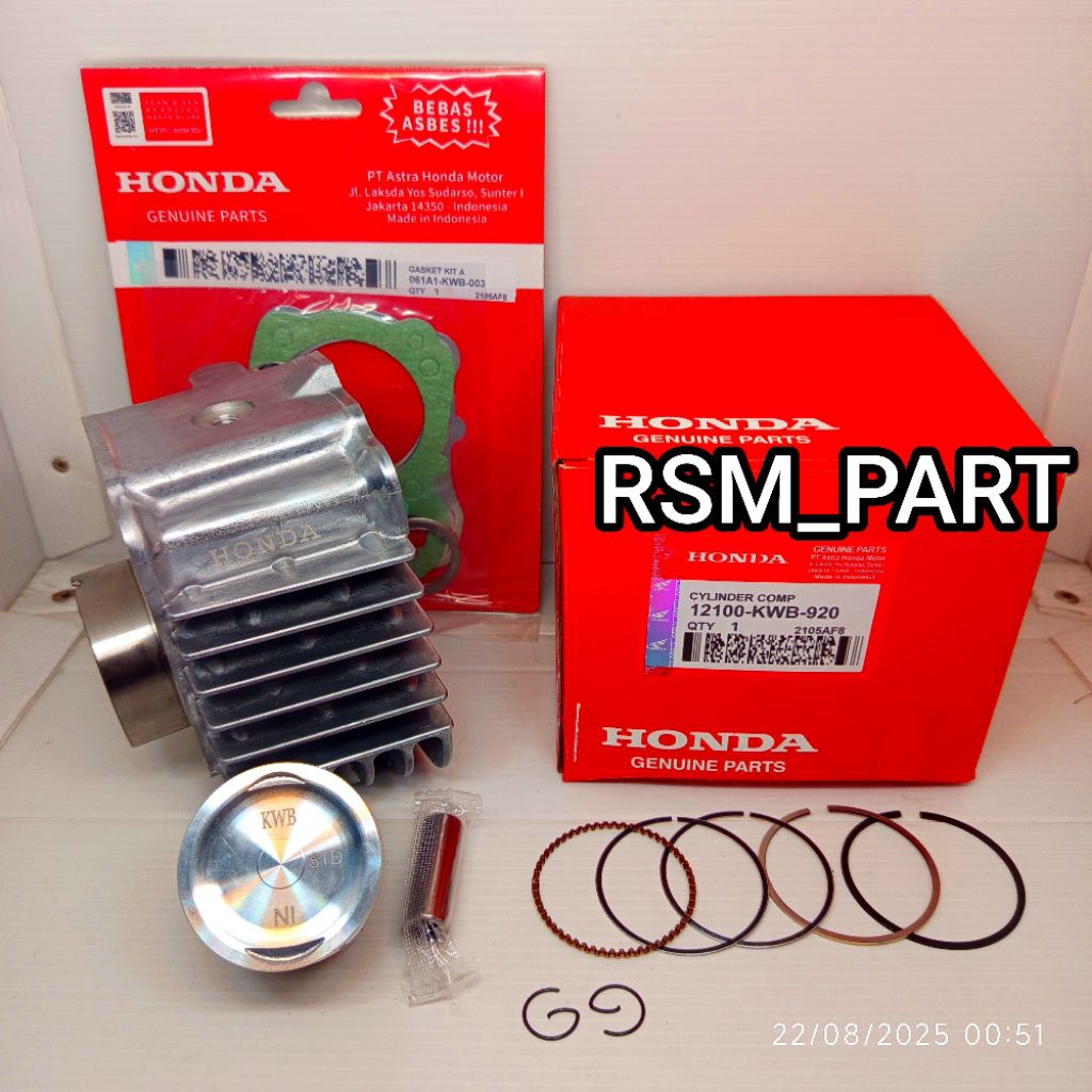 BLOK SEHER + PISTON KIT + RING SEHER + TOPSET TOP SET KOMPLIT KWB HONDA REVO ABSOLUTE 110CC, BLADE L