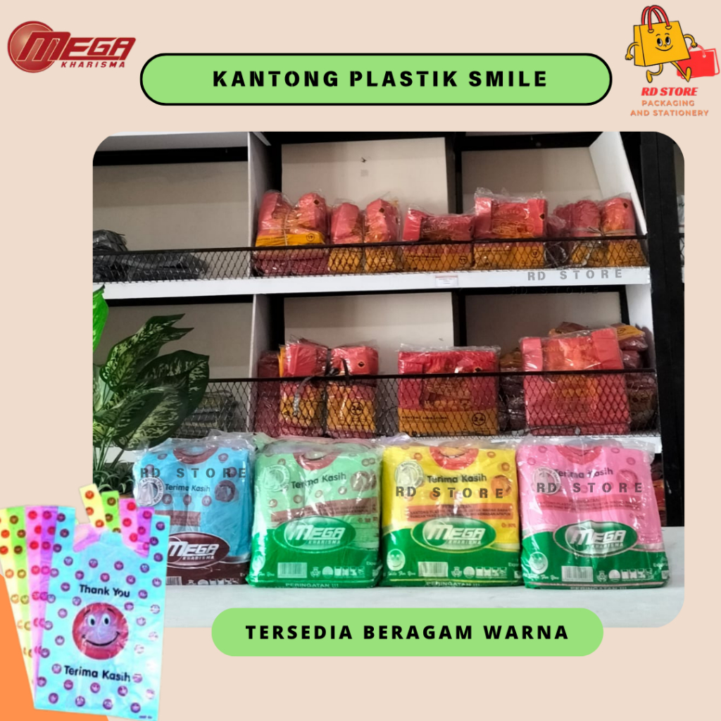 KANTONG PLASTIK SMILE 15 17 24 KANTONG PLASTIK TERIMA KASIH KANTONG PLASTIK THANK YOU KANTONG WARNA