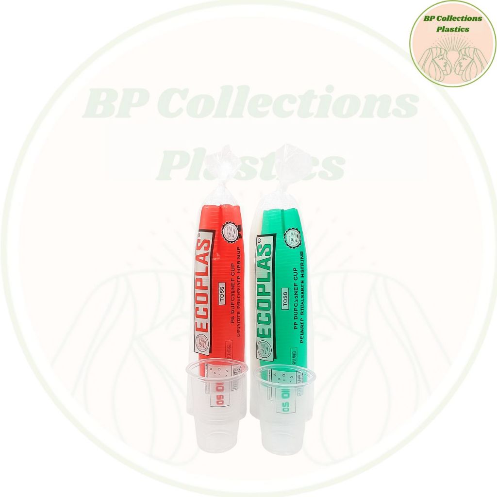 1 PAK GELAS PLASTIK DATAR 14OZ 16OZ ECOPLAS 5 GRAM TEBAL FLAT CUP 14 16 OZ ECER