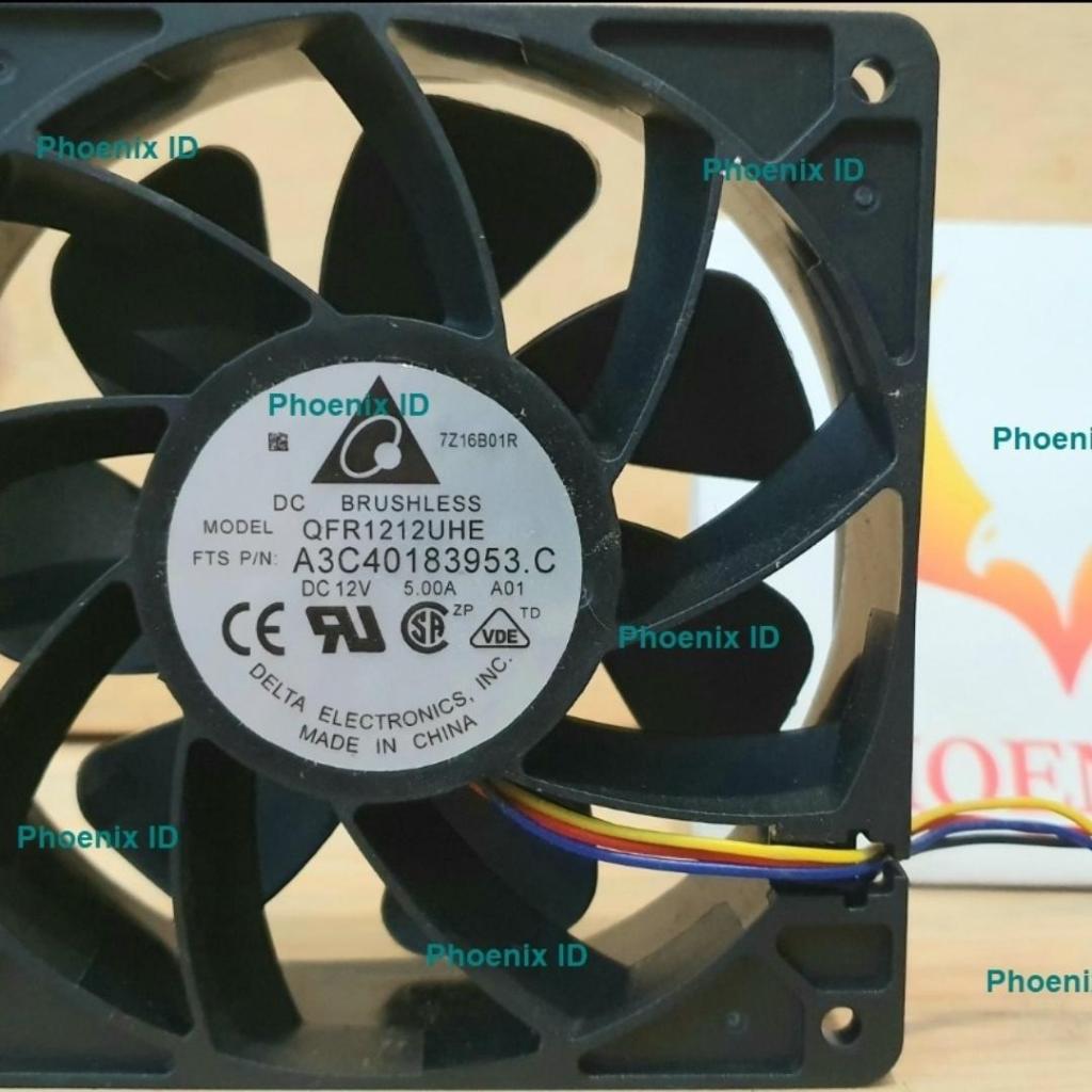 DELTA FAN - Kipas Antminer Fan Avalon Mining Rig 7500 RPM, 12cm, 12v, Delta QFR1212UHE, 6000 RPM Del