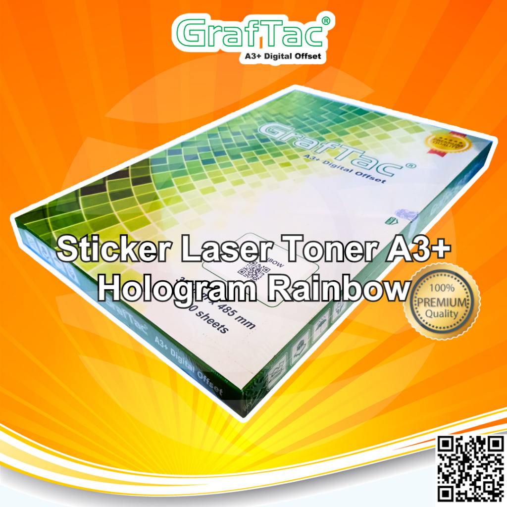 

Paket Hemat Graftac Sticker Vinyl Hologram 5 Pack A3+ Stiker Digital Print Laser Anti Air Tidak Mudah Sobek