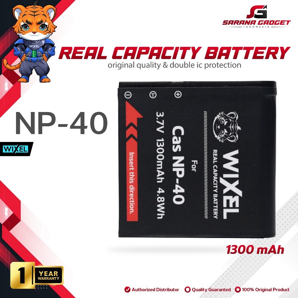 WIXEL Baterai Kamera CAS NP-40 for Casio Exilim EX FC160 FC100 FC150 Z50 Z55 Z57 Z100 Z200 Z300 Z400