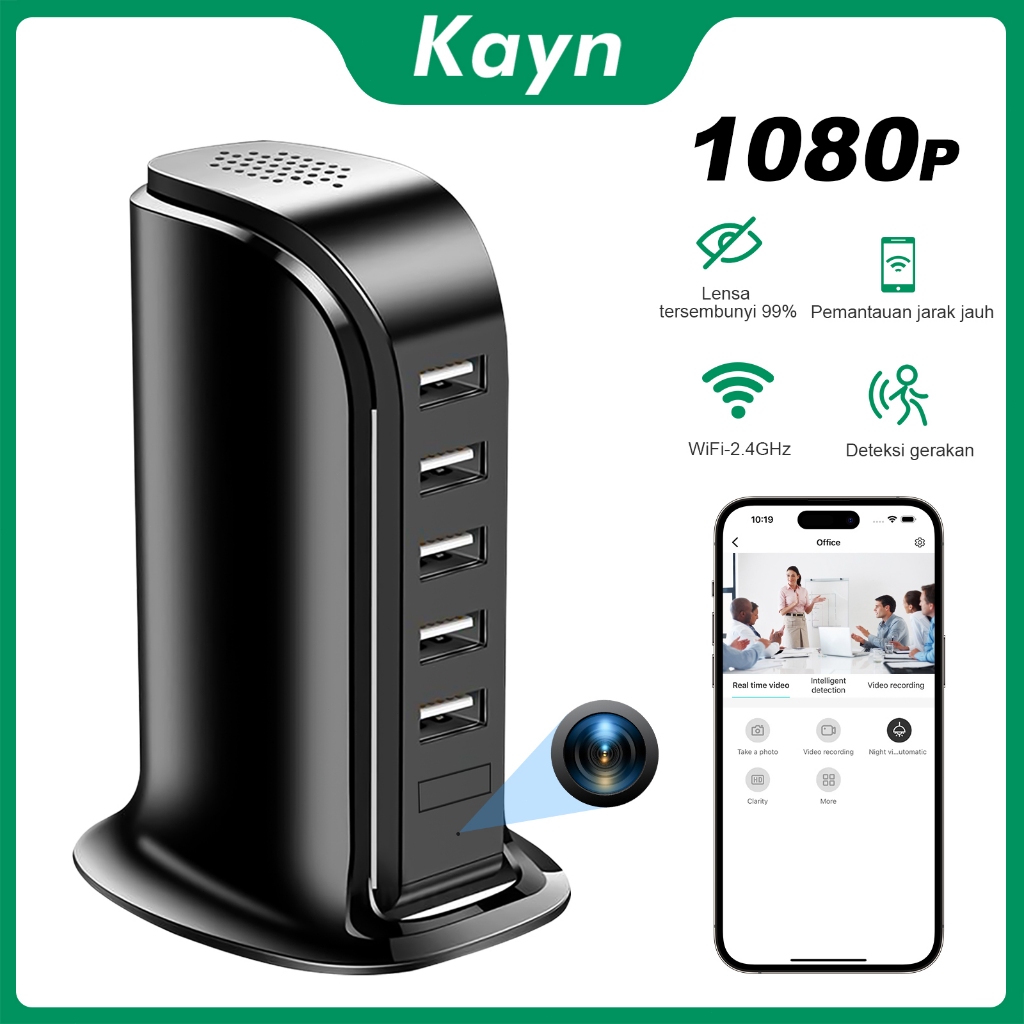 Kamera Tersembunyi Mini WiFi 1080P HD, Deteksi Gerakan, Pemantauan Tanpa WiFi, CCTV Rumah, Pemantaua