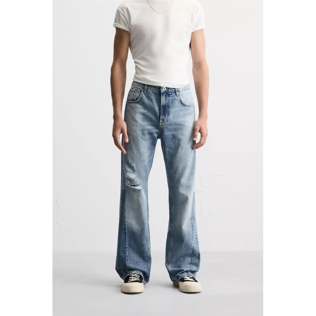 2025 Zara ripped flare fit jeans BNWT