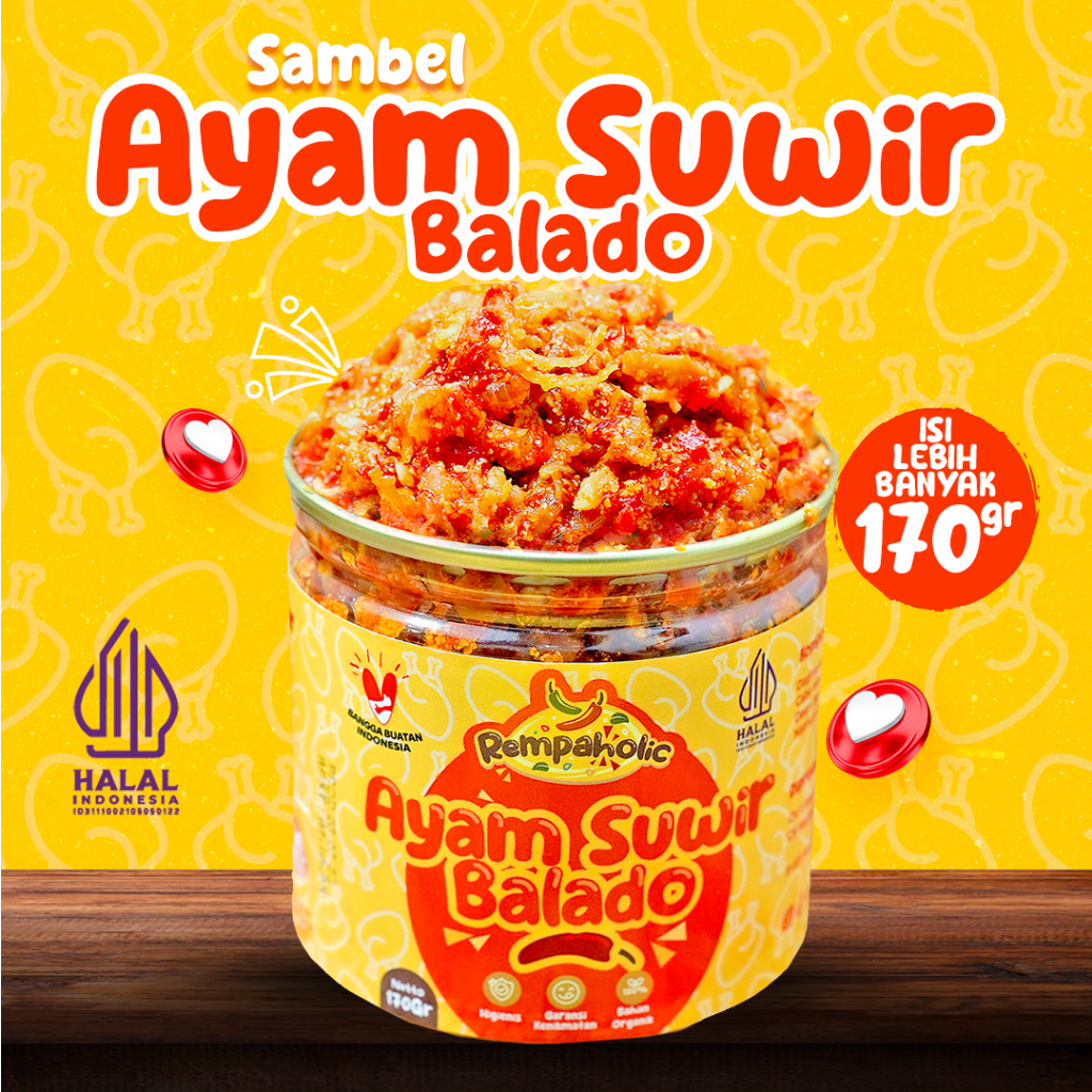 

Rempaholic - Sambal Ayam Suwir Balado 170g - Sambel Pedas Enak Dan Praktis