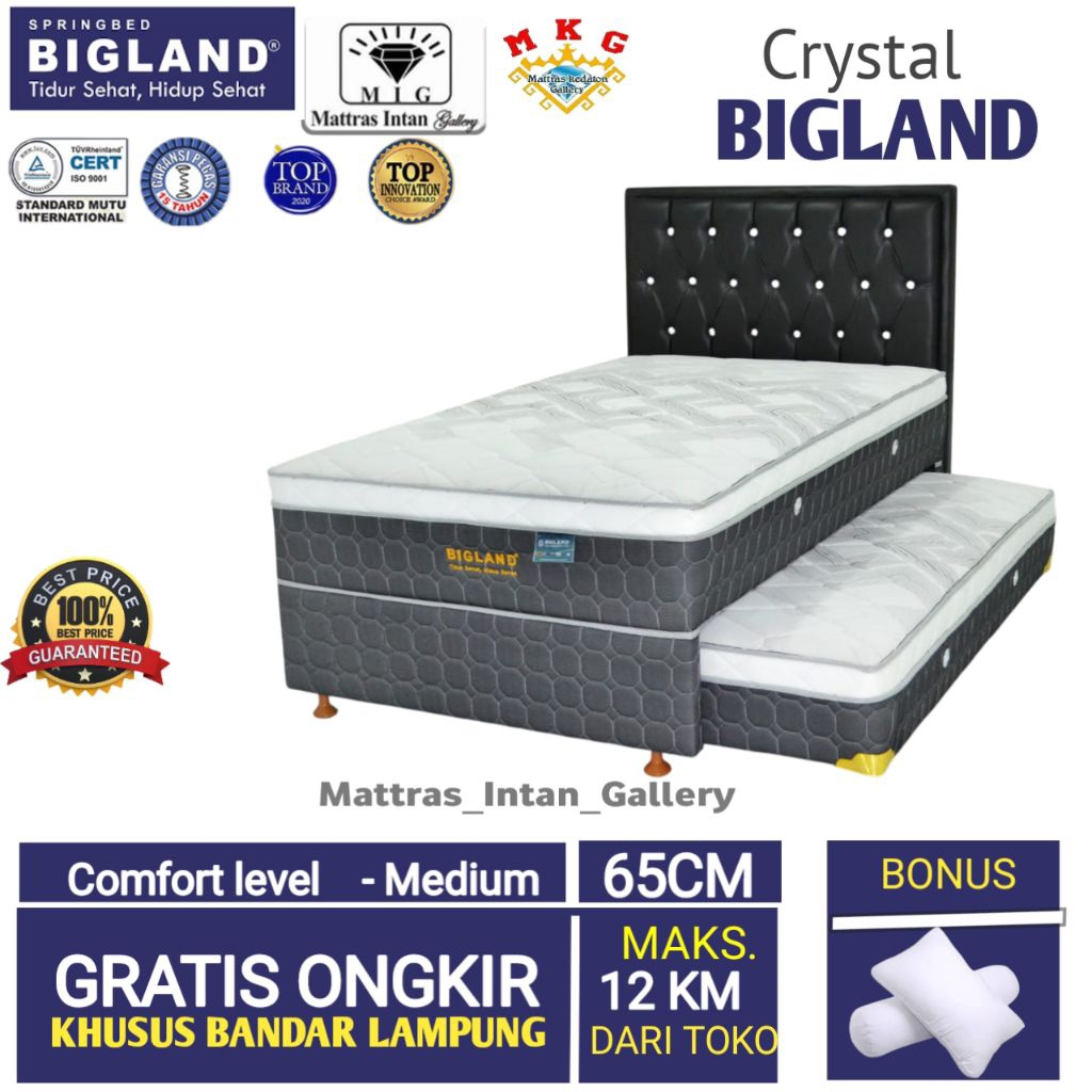 Sorong bigland Crystal plustop empuk 2in1 UK 120 - kasur Sorong bigland Plus top 2 in 1 UK 120 Mattr