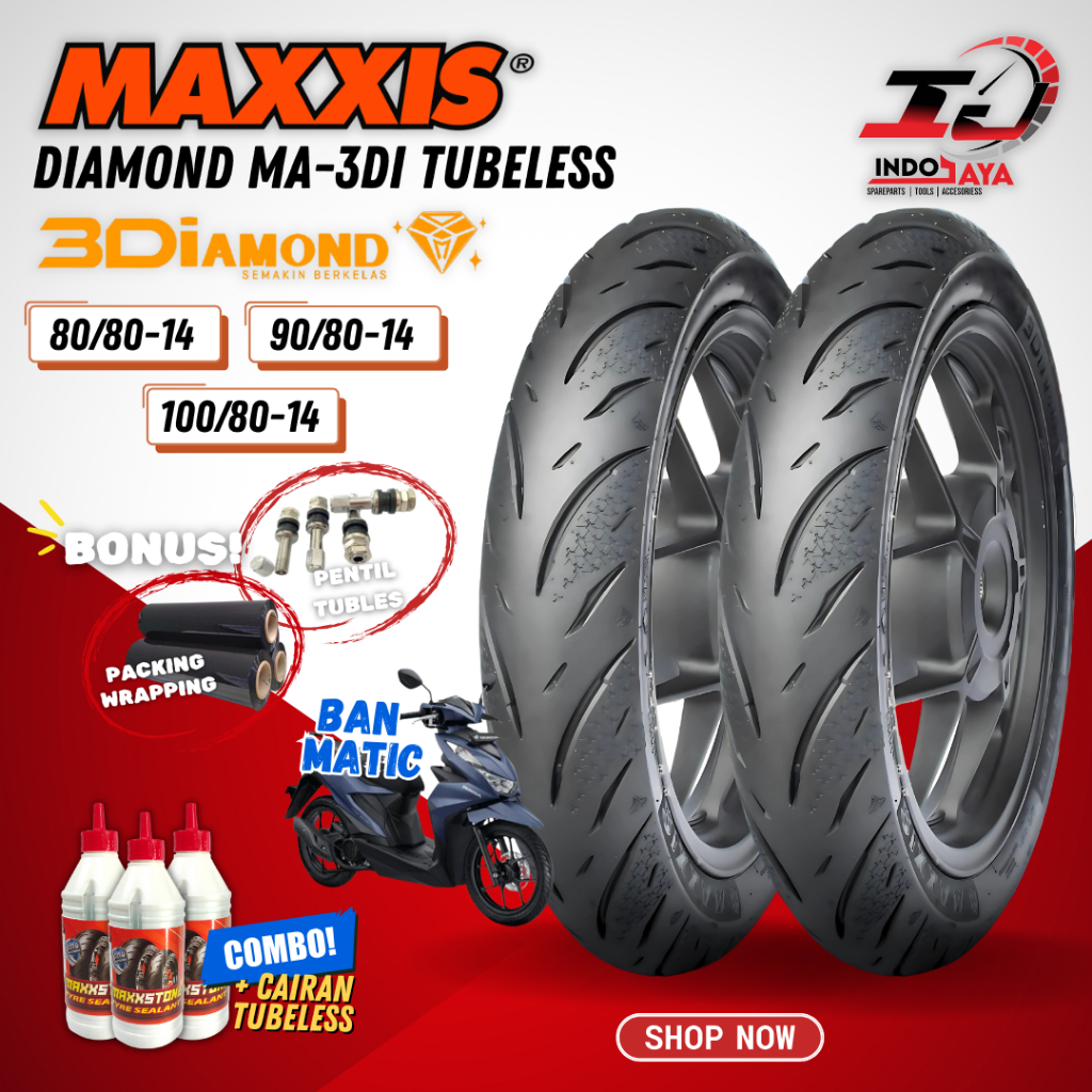 [PRODUK TERBARU] BAN MAXXIS DIAMOND MA-3Di TUBELESS RING 14 ( 80/80-14 / 90/80-14 / 100/80-14 ) BAN 