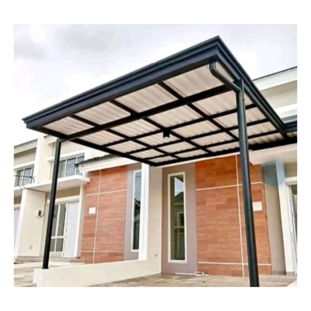 kanopi rangka pake besi holo galpanis 50x100  pake talang air atap alderon