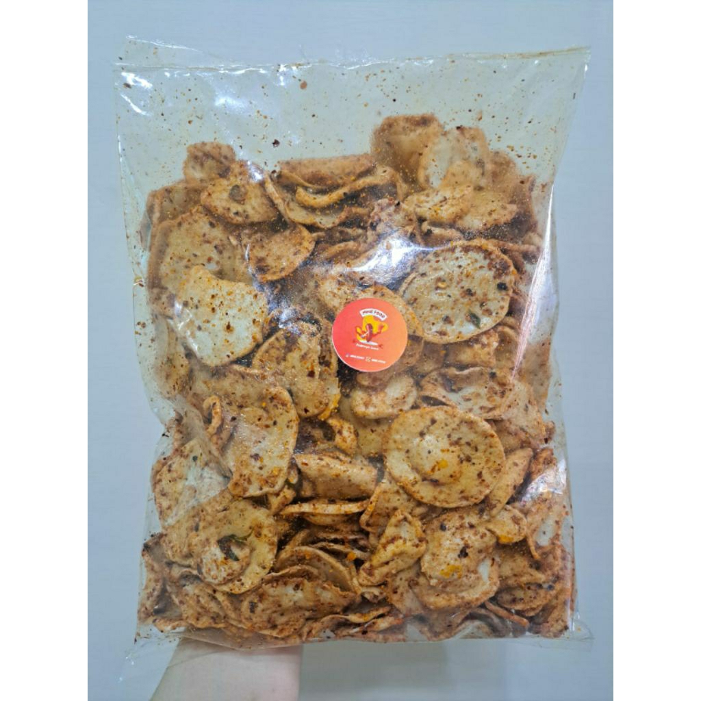 

Mine.Foodd Basreng Koin Pedas Daun Jeruk Murah Meriah Renyah 100gr -1kg