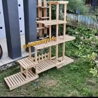 Rak display tanaman kaktus dll rak pot kayu rak kayu jati belanda