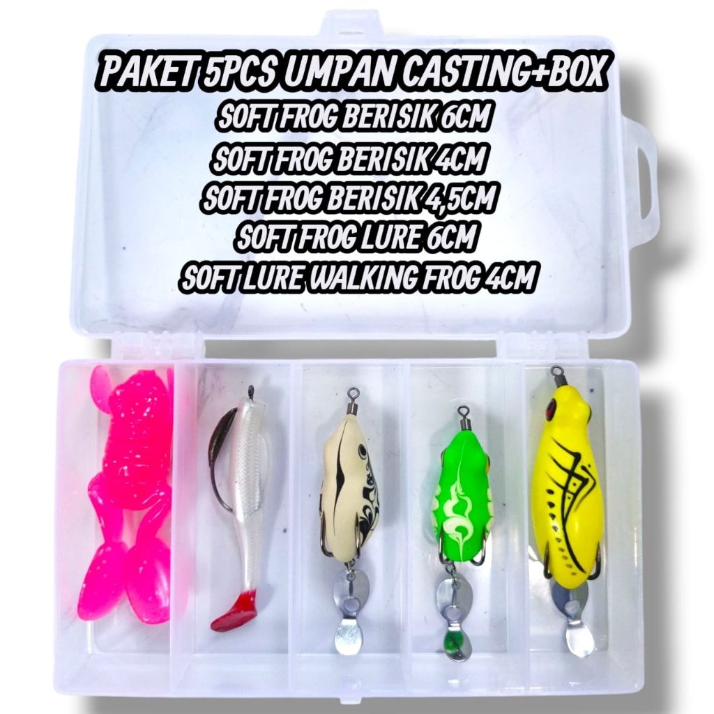 PAKET 5PCS UMPAN CASTING+BOX UMPAN CASTING GABUS TOMAN
