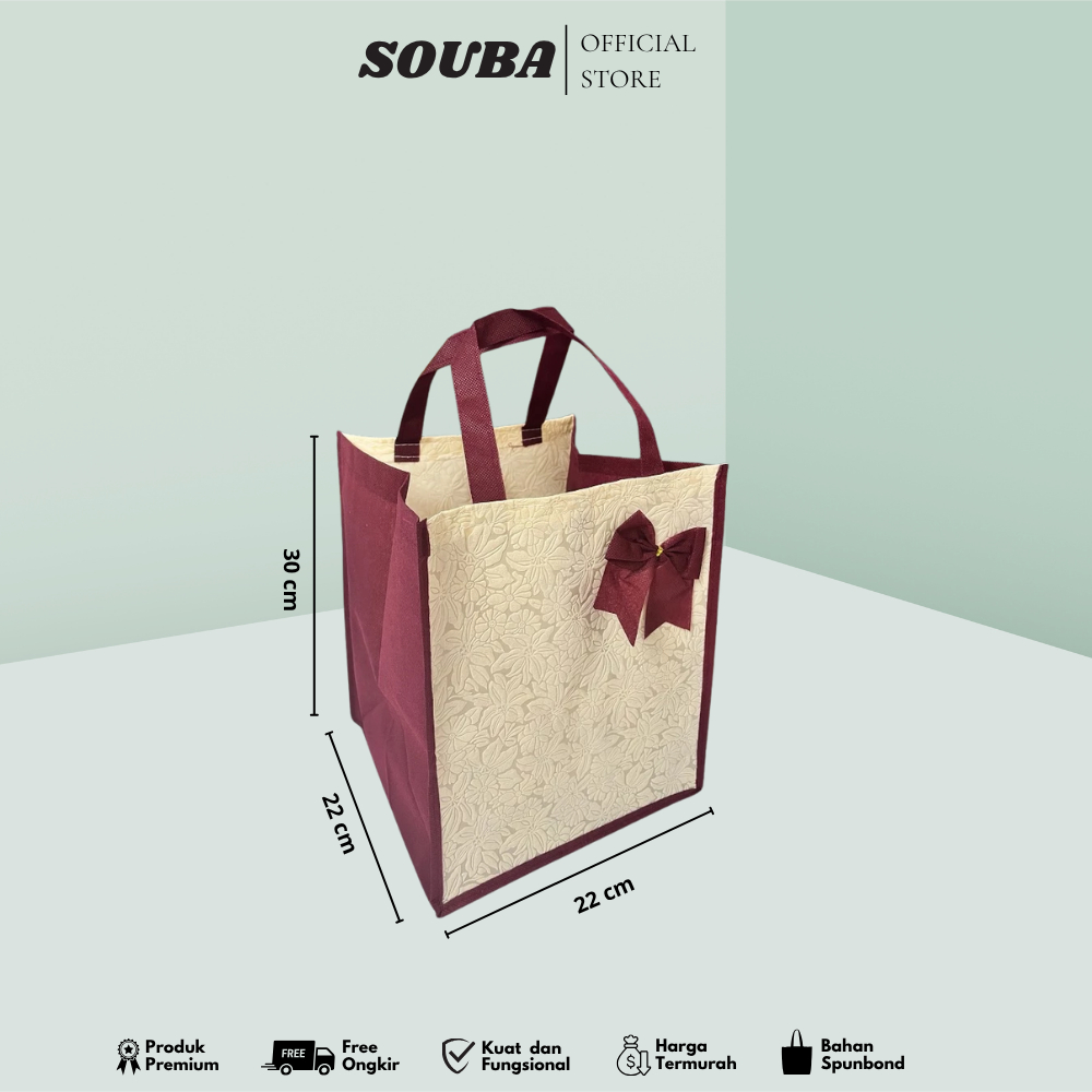 

Tas Spundbond Embos Pita - Ukuran 22x22x30cm / Tas Kain Hajatan Spunbond / Tas Souvenir (60pcs)