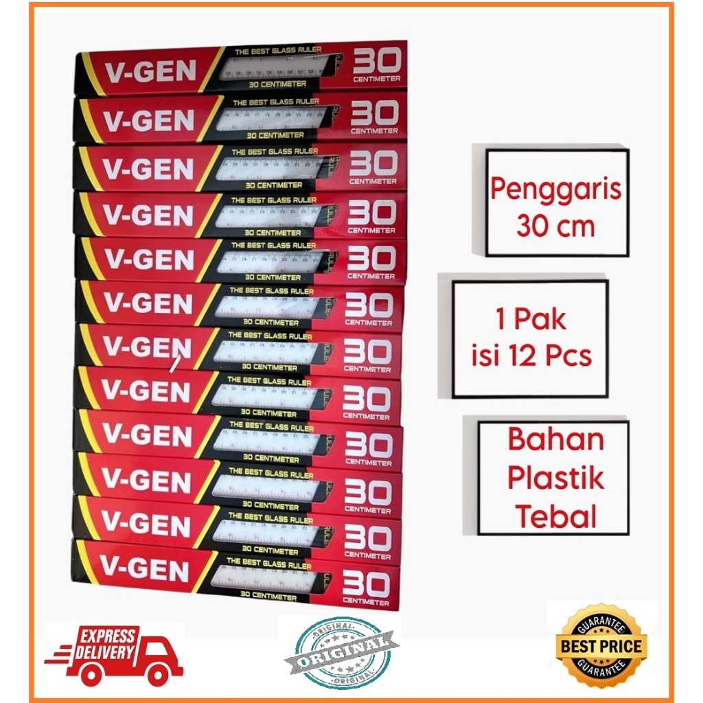 

PENGGARIS GARISAN RULER PLASTIK 30 CM V-GEN GROSIR HARGA PER PCS