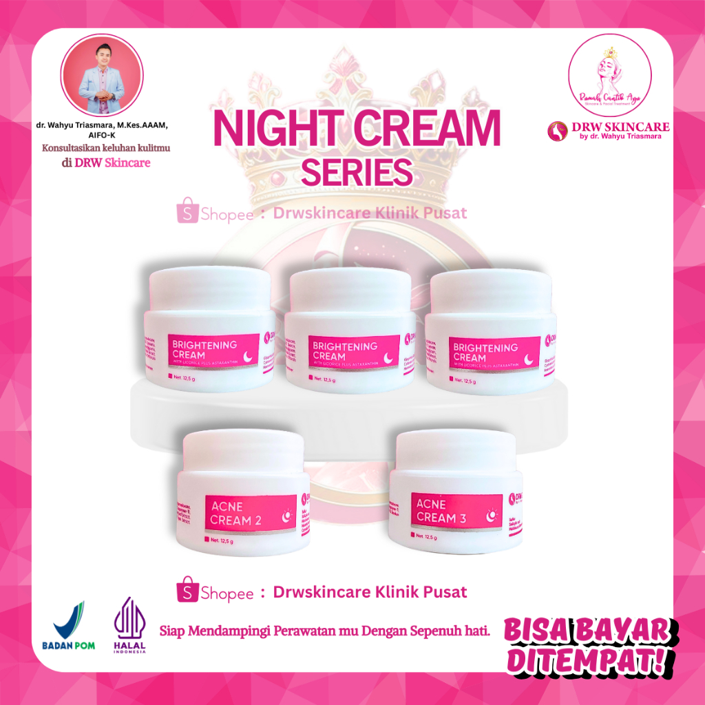 Drw Skincare Cream Malam  Untuk Wajah Normal Kusam Flek Jerawat Susah Putih Whitening BPOM [COD OK]