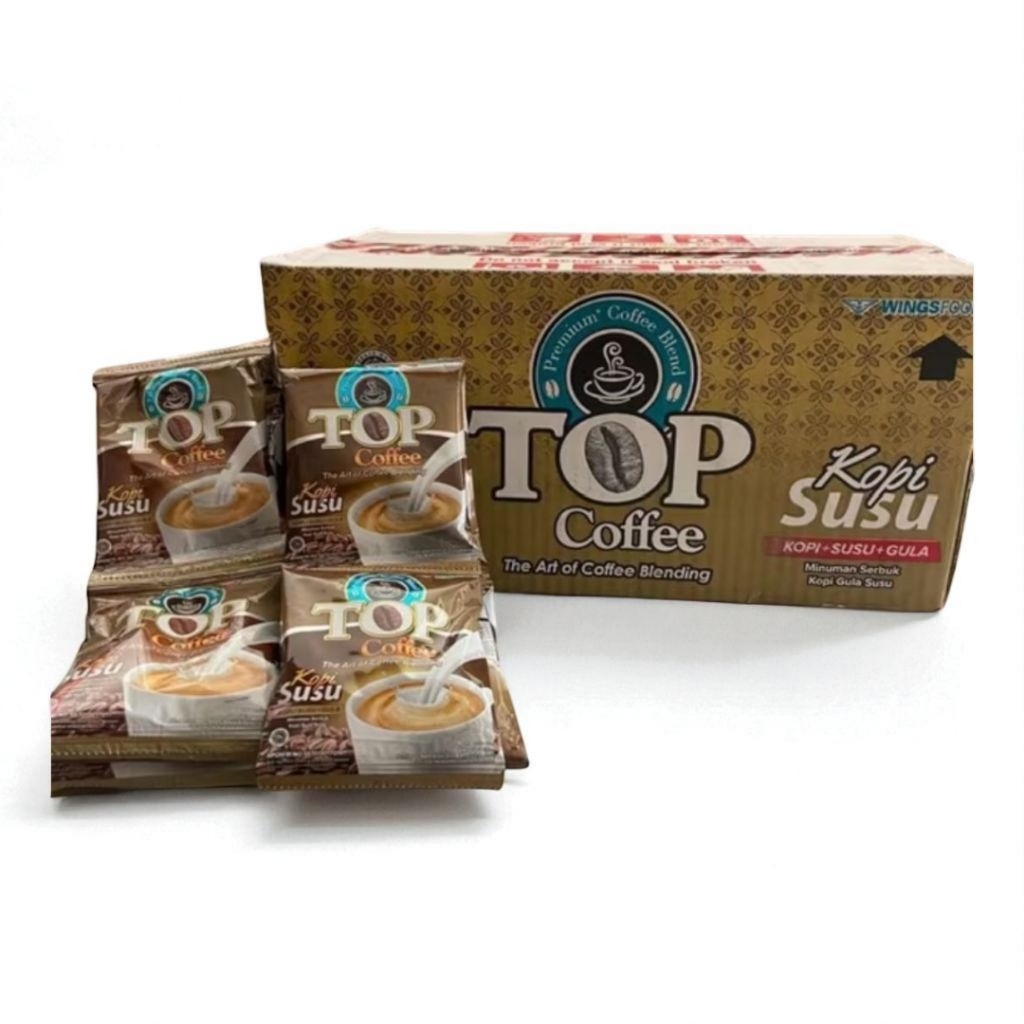 

Top coffee 3 IN 1 kopi susu 1 Dus isi 10 Renteng @ 12 Sachet