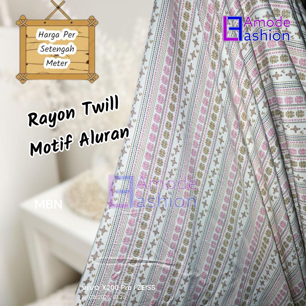 Kain Katun Rayon Twill Premium Motif Aluran