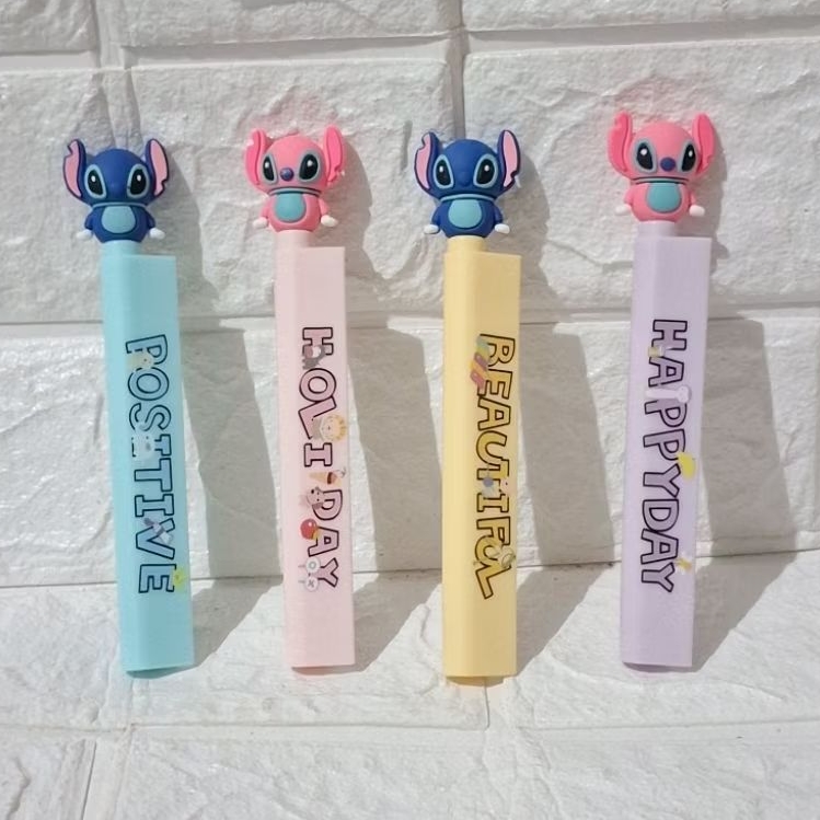 

penggaris stitch atk alat tulis kantor sekolah kuliah 15cm motif karakter disney lilo and stitch biru pink