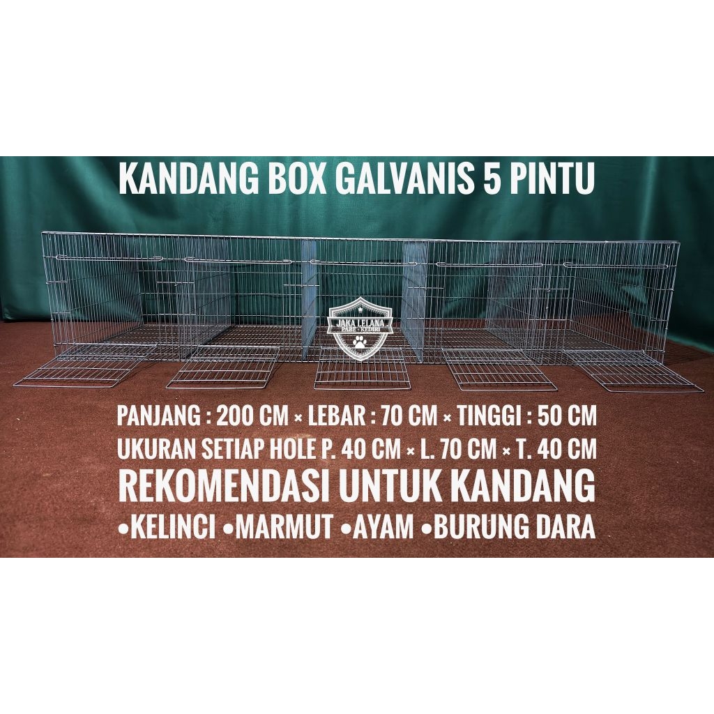 KANDANG P.200 CM × L.70 CM × T.40 CM KELINCI 5 PINTU HOLE PEMBESARAN GALVANIS