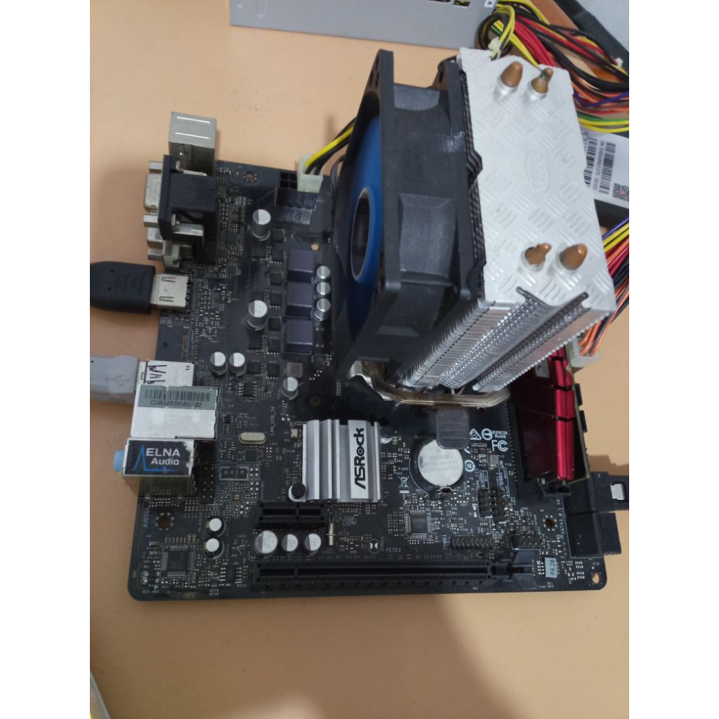 mobo asrock h310 + i3 8100 + fan + ram 16gb