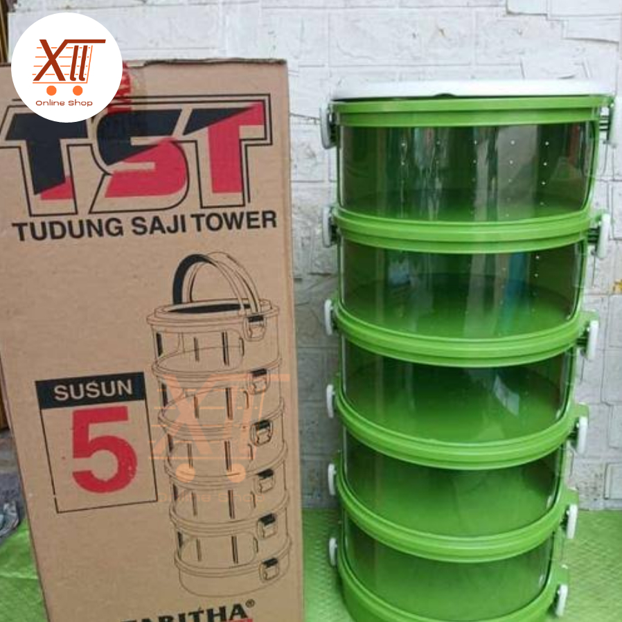 TABITHA TST-5 Tudung Saji Tower 5 Susun Rak Penyimpanan Makanan Plastik