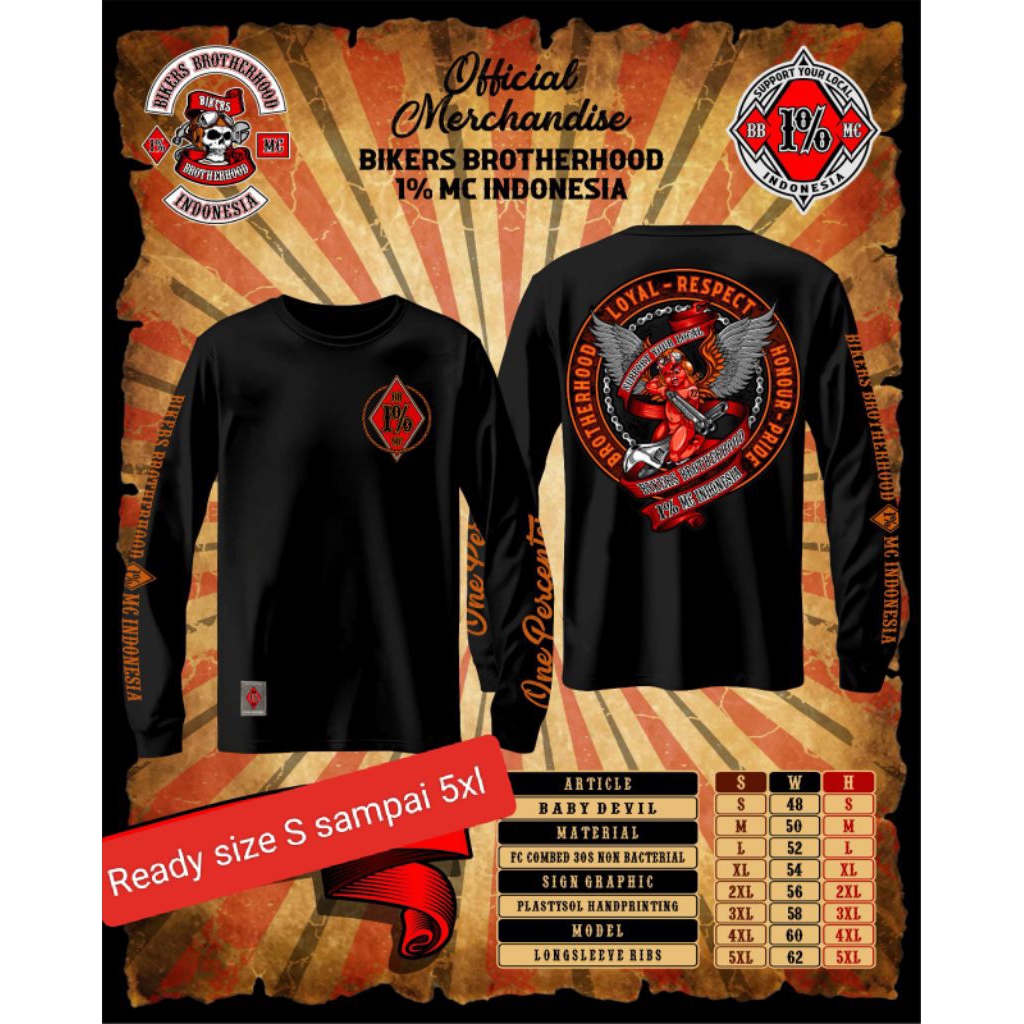 kaos panjang bikers brotherhood 1%mc (01)
