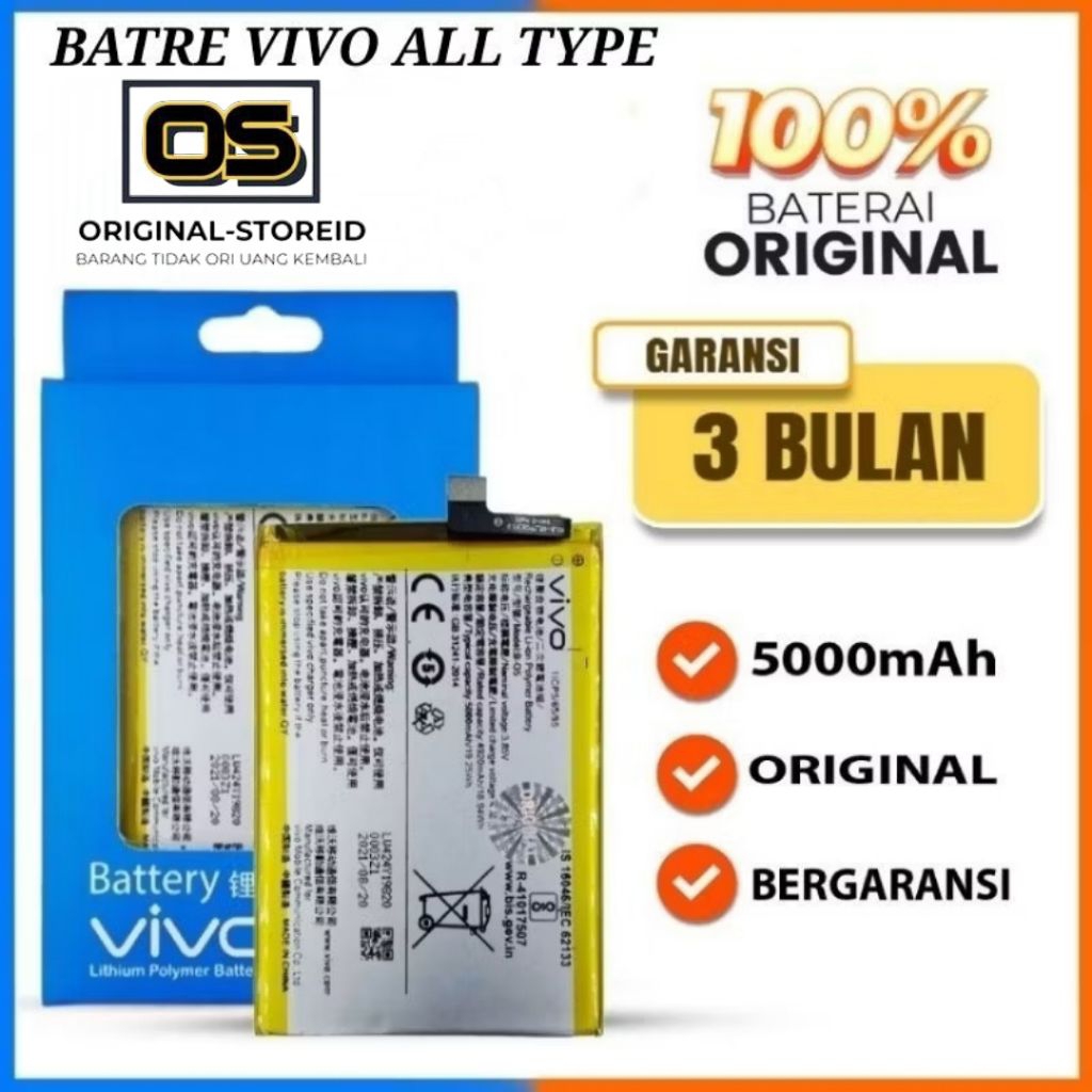 Batre Baterai Battery Batrai Vivo Y20 Y20s Y12s Y15 Y17 Y12 Y53 Y51 Y31 Y02T Y35 5G Y33s Y33t Y03 Y0