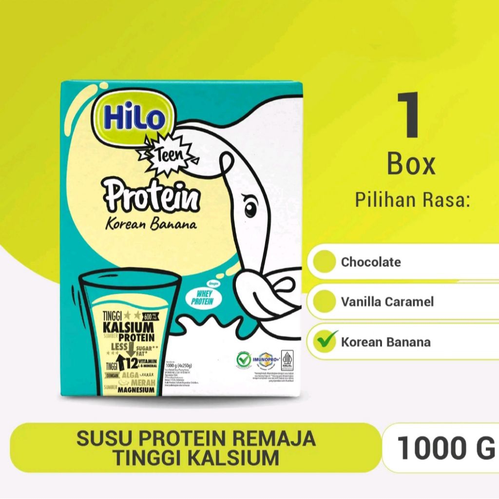 

HILO TEEN KOREAN BANANA 1000 GRAM -NO 1 SUSU REMAJA TUMBUH TINGGI KALSIUM PROTEIN LEBIH RENDAH GULA