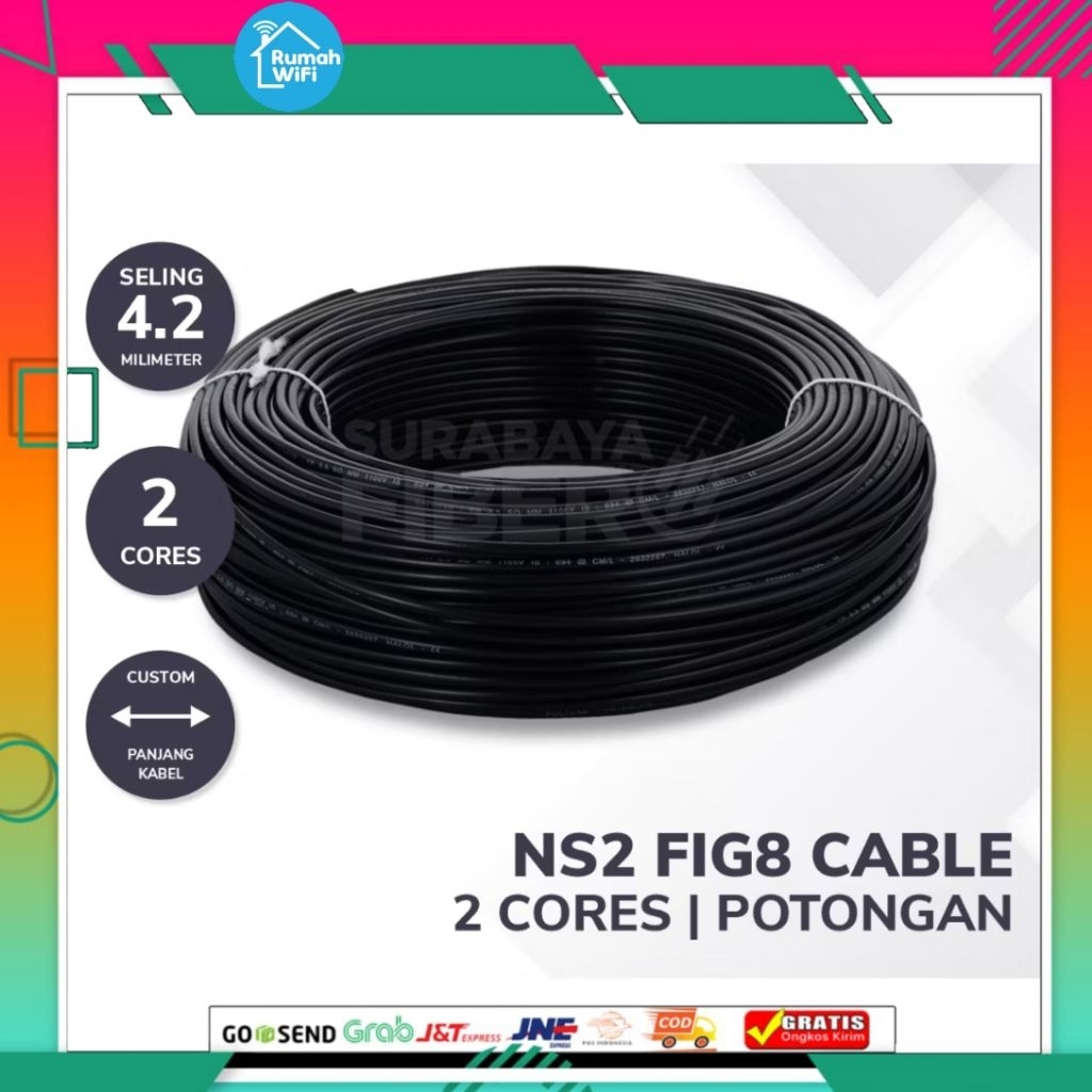 Kabel FO fig8 meteran | Kabel fig8 2 core jelly tube | kabel fiber optic | kabel FO 200 meter