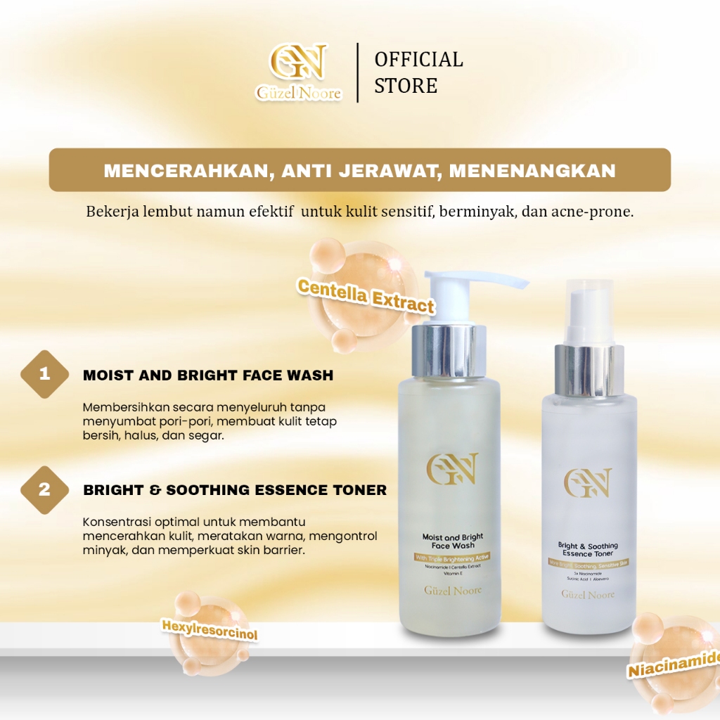 Guzel Noore Multifungsi 3-in-1 [2 PCS] Bundling Skincare Menyegarkan, mencerahkan, dan menenangkan k