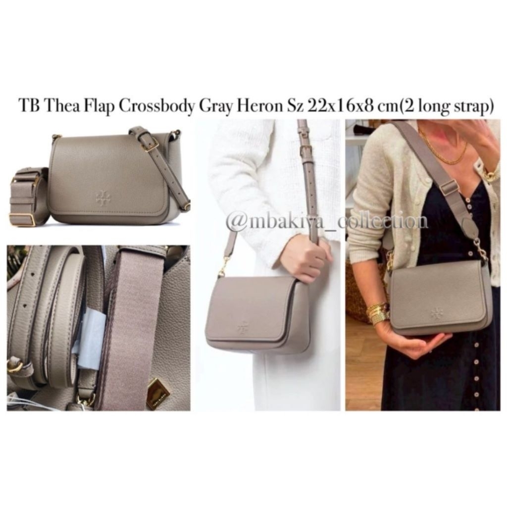 TB Thea Flap Crossbody Gray Heron