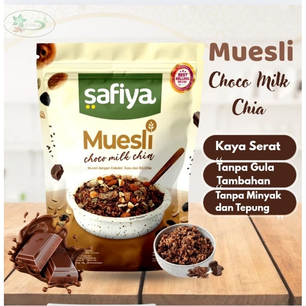 

Muesli Sqfiya Choco Milk Chia 840 gram wuth Chiaseeds Sereal Oatmeal Premium