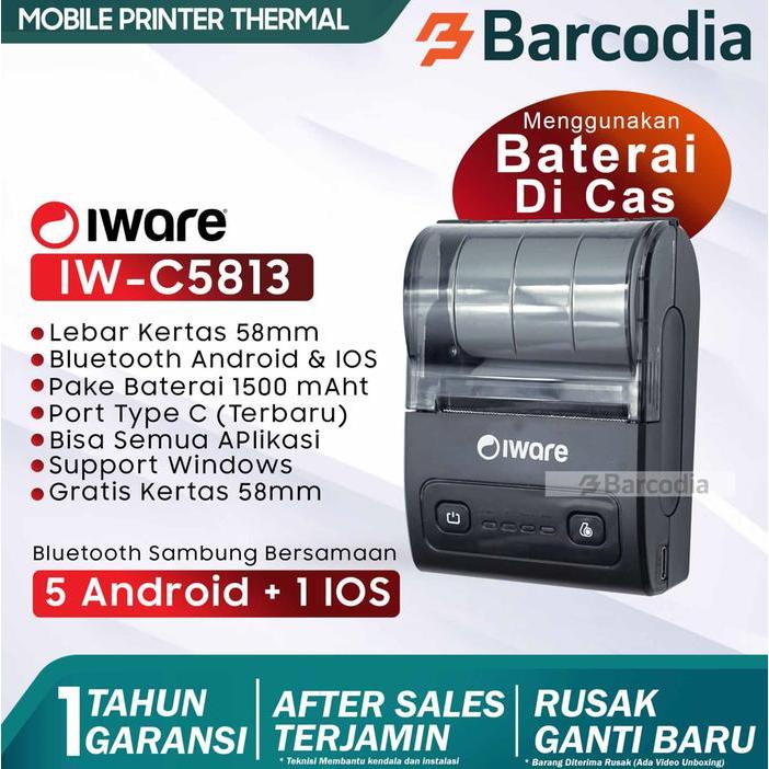 Mobile Printer Bluetooth Thermal 58mm Iware C5813 RPP02N Portable