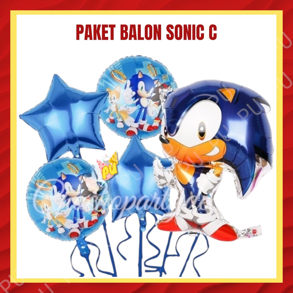 Paket Balon SONIC THE HEDGEHOG C / Dekorasi Ulang Tahun Super Sonic