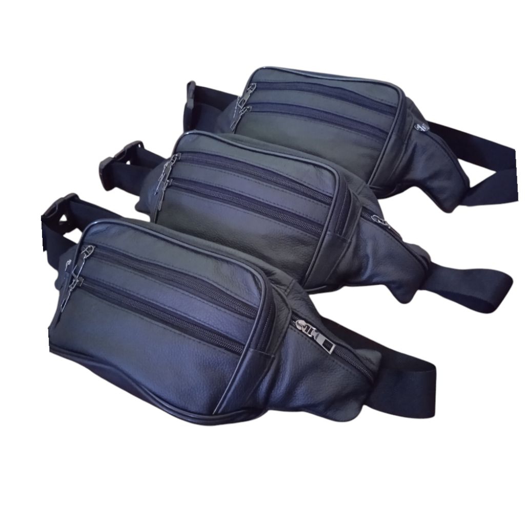 tas selempang kulit pria asli garut tas pinggang kulit 7 kantong resleting