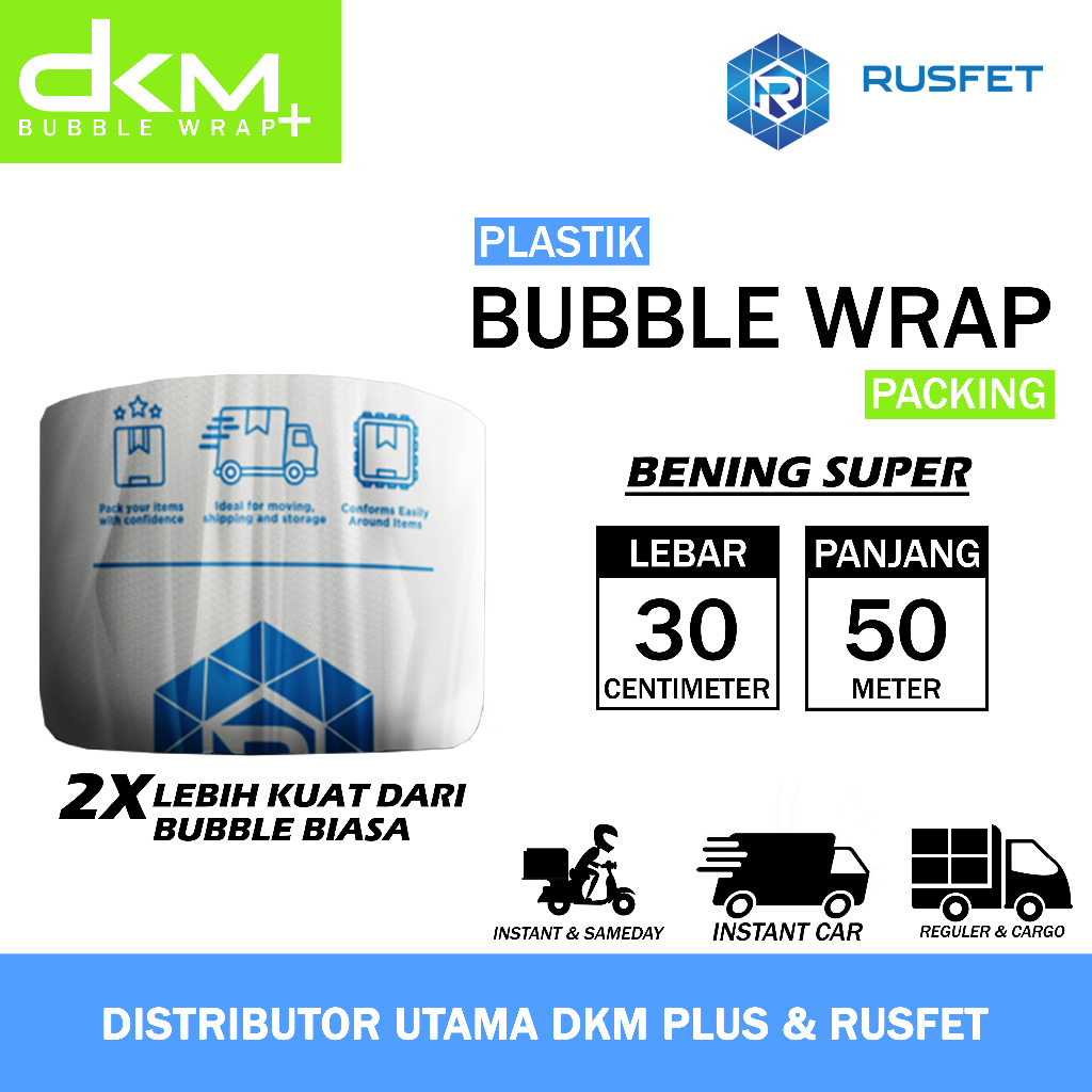 

Plastik Bubble Wrap DKM Potongan 30cm X 50m Bubblewrap Putih Bening Super