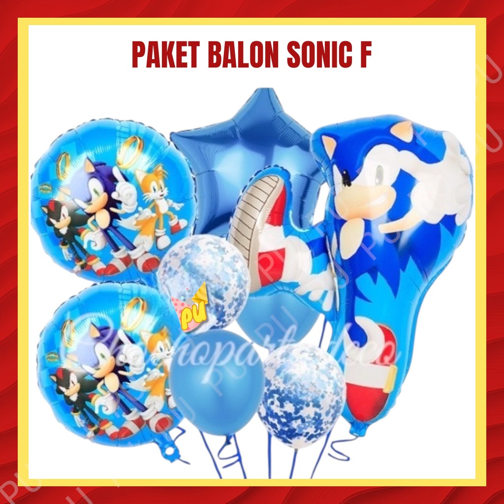 Paket Balon SONIC THE HEDGEHOG F / Dekorasi Ulang Tahun Super Sonic